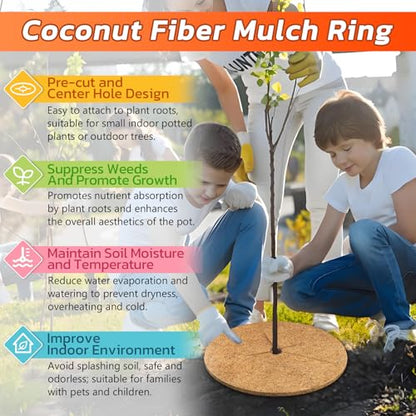 Legigo 4 Pack Coconut Fiber Mulch Ring Tree Plant Protector Mat, 30 Inch - color: 4 Pack, size: 30 Inch