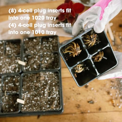 Bootstrap Farmer 4 Cell Inserts for 1020 Trays, 120 Pack | Black Heavy-Duty Seed Starting Plugs with Air Prune Slits | Made in USA - color: Black, size: 120-pack