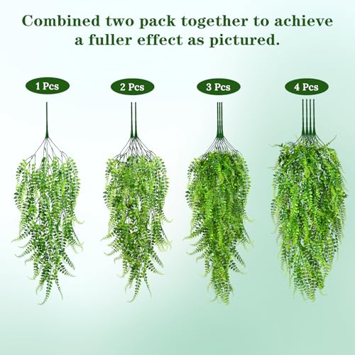 Waipfaru 4Pcs Fake Ferns Fake Hanging Plants Artificial Ferns Vine Greenery - color: Ferns, size: 4Pcs Plants
