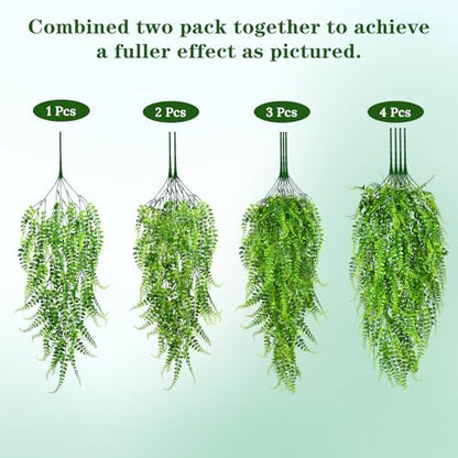 Waipfaru 4Pcs Fake Ferns Fake Hanging Plants Artificial Ferns Vine Greenery - color: Ferns, size: 4Pcs Plants
