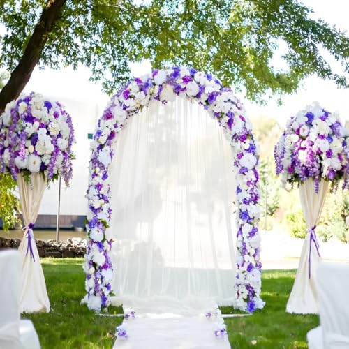 LeJoy Garden Metal Garden Arch Assembly 2 Sizes for Climbing Roses & Vines - color: White