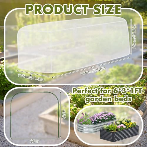 Woanger 2 Pack Garden Netting for Raised Beds with Hoops, for 6x3x1 ft - size: for 6x3x1 ft
