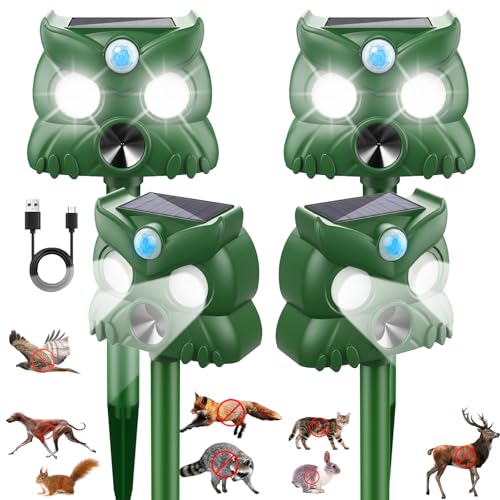 2026 New Sonic Fortress Pro Deer Repellent Motion Activated Cat Deterrent Outdoor Solar Ultrasonic Animal Repeller with Strobe Light for Skunk Rabbit Raccoon Squirrel Fortress Pro for Yard Garden(4)