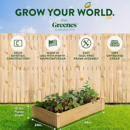 Greenes Fence Premium Cedar Raised Garden Bed, 2' x 4' x 10.5" (3/4" Thick) (2-Pack) - Made in USA with North American Cedar - size: 2' W x 4' L x 10.5" H (2-Pack)