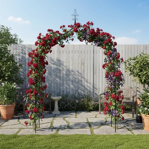 Thick Gothic Pointed Metal Garden Arch Rust-Proof for Climbing Vines Roses - size: XL