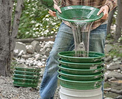 SE 9-Piece Patented 13.25-Inch Wide Stackable Sifting Pan Set for Gold Prospecting with Stainless Steel Mesh - GP2-9 SET - size: 9 Pieces, style: Pans