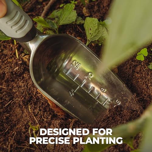 Woodland Tools Heavy Duty Garden Transplanter - Narrow Anodized Aluminum Hand Shovel with Depth Markings and Ergonomic Grip, Planting and Digging Tool for Soil, Flowers, Bulbs, and Raised Beds - size: Transplanter