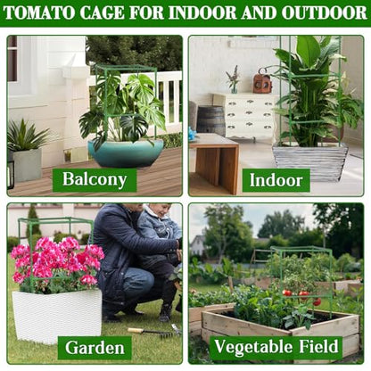 ZeeDix 45 Inch Square Tomato Cages for Garden with Clips 2 Pack - color: Green-2 Pack, size: 45-inch