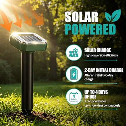Mole Repellent Solar Powered 4 Pack, Effective Snake Repellent for Yard