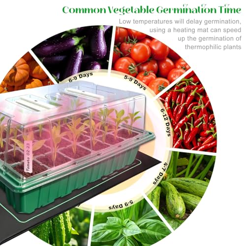 Seed Starter Trays with Grow Lights and Heat Mat for Seed Starting, Growing - size: 1-Pack 24-Cell, style: With Heat Mat
