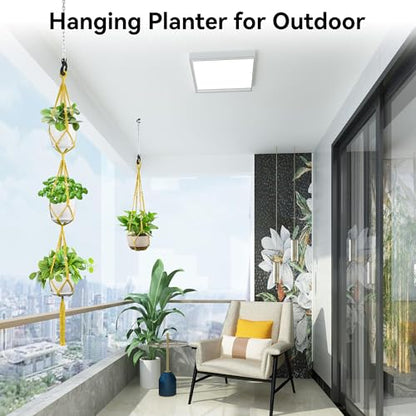 USLAI Macrame Plant Hanger, for Up to 15 Inch Pots, 35+72 Inch, Yellow - color: 72+35 Inch - Yellow