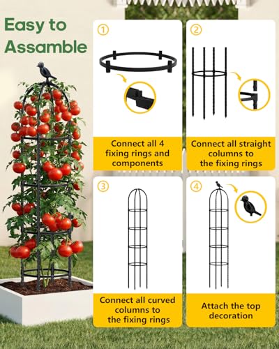 2 Pack 6.2ft High Adjustable Garden Trellis for Climbing Plants, Black