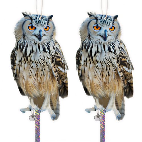 Fake Owl to Scare Pigeons Woodpecker, 2Pcs Flat Garden Owls - color: Grey 2pcs