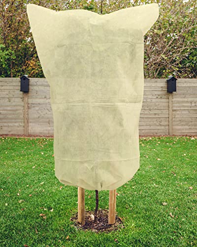 EAONE 12 Pack Plant Covers Freeze Protection, 32x47'' Winter Frosts Cloth for Outdoor Plants, Reusable Frost Blankets Drawstring Bags for Cold Freeze Sun Protection Bird Insect Prevention,Beige - color: Beige, size: 32"W x 47"H (12 Pack)