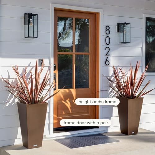 Veradek Pure Series Taper Planter - Tall Tapered Outdoor Planter with Shelf - color: Espresso, size: 26 inch - 1 pack