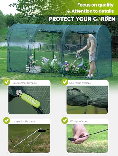 Poray Large 12.3X4FT Tunnel Plant Netting Cover,6FT Tall Crop Cage Tomato Netting for Vegetables&Fruits,Durable Gardening Net for Plant and Animals - style: 147*49*72inches Tunnel