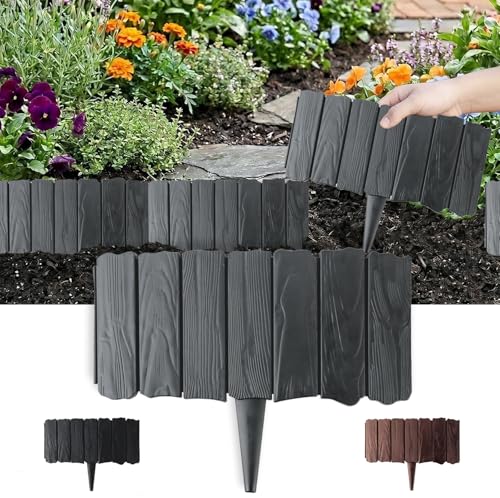 11.42 inch x 8pcs Garden Edging Border Grey Light Easy Install - color: 8pc-Grey