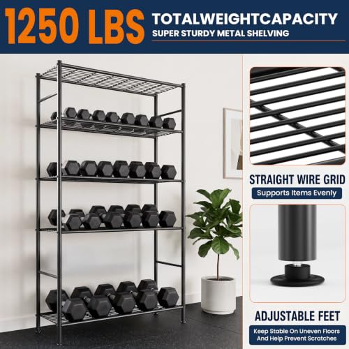 LEVELEVE 5-Tier Metal Storage Shelves, 33.1" x 12.6" x 72", Heavy Duty Utility Shelving Unit, Tall Rust-Resistant Organizer Rack for Garage, Pantry, Bathroom, Office, Black - color: Black-5t