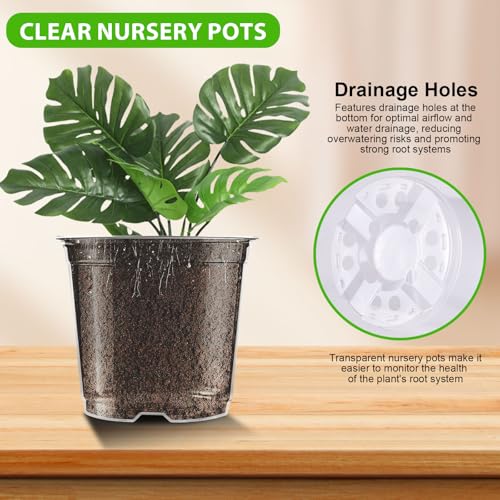 Clear Nursery Pots 36 Pack, 3.5/4/5 Inch with Drainage Holes - style: 36PCS