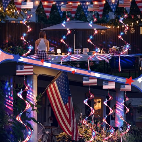 Beeveer 4pcs Lighted American Flag Windsock, Patriotic Windsock for Yard - style: American Flag