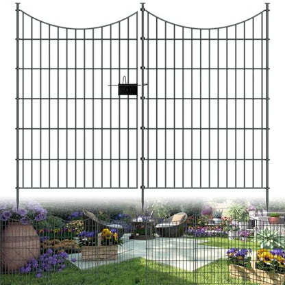 10‑Panel No‑Dig Garden Fence with Gate, 40" H x 23.6'L Outdoor Dog Barrier - size: 10pc 23.6 ft(L) X 40 in(H)with Gate-Concave