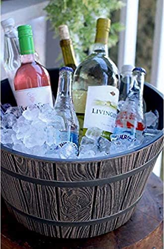 The HC Companies Whiskey Barrel Planter - Decorative Garden Pots - Indoor & Outdoor Resin Planters - Weather-Resistant Planting Pots (16” Aged Oak)