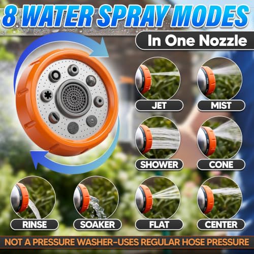 Garden Hose Nozzle with Soap Dispenser, 8 Patterns (Black, Orange) - color: Orange-Black