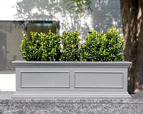 Veradek Brixton Series Window Box Planter - Rectangular Outdoor Planter - color: Gray, size: 11"H x 11"W x 36"L - 2 Pack