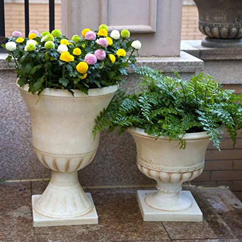 Worth 22'' Tall Urn Planters for Outdoor Plants Set of 2, Large Flower Pots - color: Beige