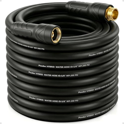 Garden Hose 75ft x 5/8", NON-EXPANDABLE Heavy Duty Premium Flexible Hose - color: Black, size: 75ft