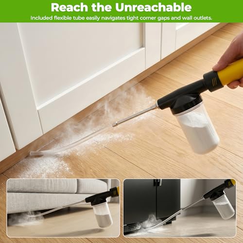 Adjustable Powder Duster with 4 FT Extension Pole, Manual Pump Sprayer for Diatomaceous Earth and Fine Garden Powder, Handheld Dispenser Tool for Home and Yard Maintenance (Yellow) - color: Yellow