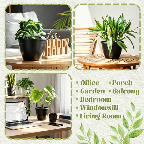 Roshtia 24 Pcs 6.3 Inch Plastic Hanging Pots for Plants Bulk with Hooks - color: Black, size: 6.3 Inch