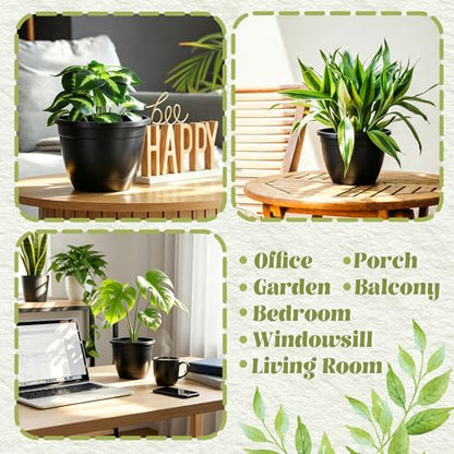 Roshtia 24 Pcs 6.3 Inch Plastic Hanging Pots for Plants Bulk with Hooks - color: Black, size: 6.3 Inch