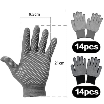 14 Pair Work Gloves with Grip Gloves for Men Womens, Safety Working Gloves