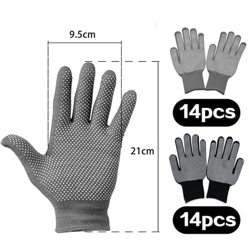 14 Pair Work Gloves with Grip Gloves for Men Womens, Safety Working Gloves