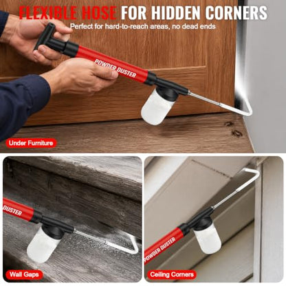 Diatomaceous Earth Duster, Up to 4 FT Telescopic Powder Duster Applicator - color: Red