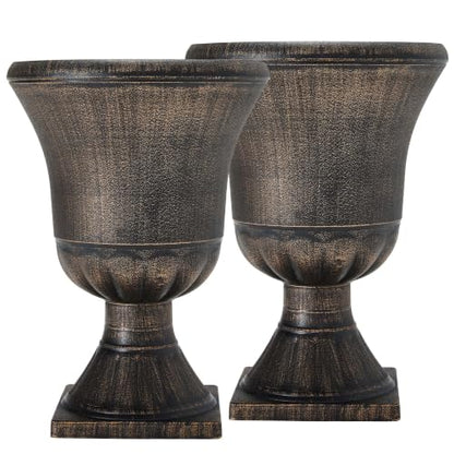 22" Tall Urn Planters Set of 2 Large Flower Pots, Antique Bronze - color: 22"-antique Bronze