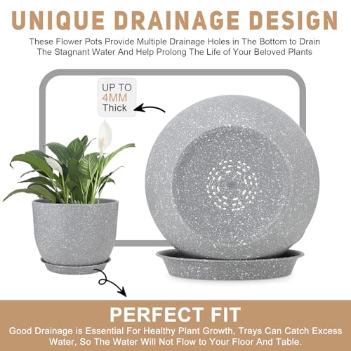 YNNICO Plant Pots 12/10/9 inch Set of 3, with Multi Mesh Drainage Holes - color: Gray, size: 12/10/9 inch