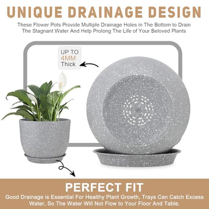 YNNICO Plant Pots 12/10/9 inch Set of 3, with Multi Mesh Drainage Holes - color: Gray, size: 12/10/9 inch