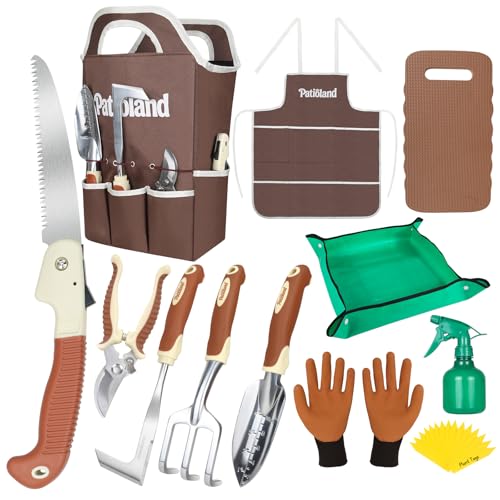 Brown Garden Tools Set 26-Piece, Gardening Gifts for Women Men - color: brown-26pcs