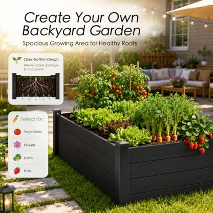 Kozyard 98.9" L x 18.4" W Raised Garden Bed Kit, Outdoor Planter Box - color: Gray