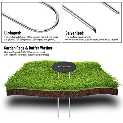 6-Inch Galvanized Landscape Staples, U-Shaped Garden Landscape Pins, Weed Barrier Stakes with Plastic Fixing Caps, for Securing Fences, Outdoor Wires Cords Tents Tarps (20 pcs) - size: 20Pcs