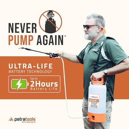 PetraTools HD2000-S 2 Gallon Battery Powered Garden Sprayer, 2 Hour Runtime - size: 2 Gallon Standard