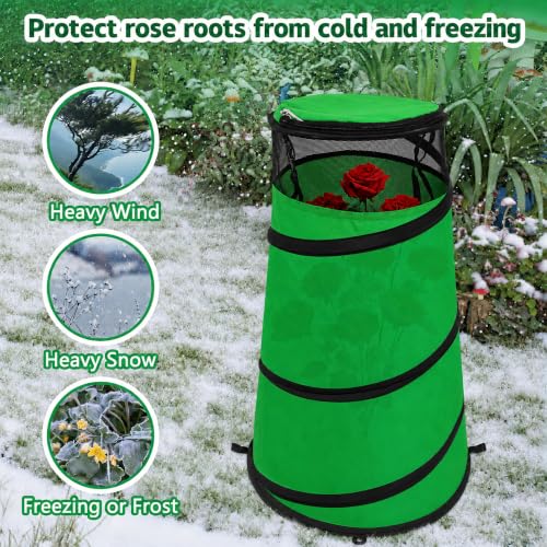 2Pcs Pop Up Rose Cones for Winter Protection, Rose Collars Protective Cover - color: Green-2Pcs