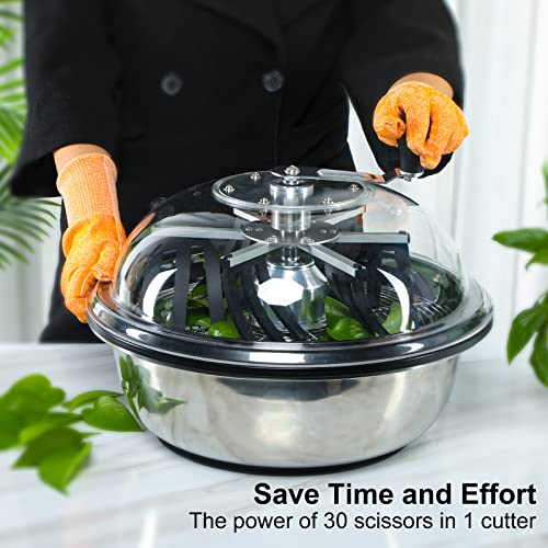 19 inch Bud Leaf Bowl Trimmer, Bud Bowl Trimmer with Switchable Stainless Steel Blades & Clear Visibility Dome, Hand Twist Spin Cutting Bud Trimmer for Buds, Flowers, Hydroponics Plants - size: 19"