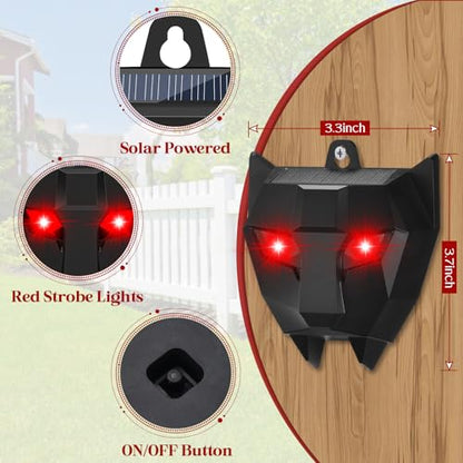 4 Pack Solar Animal Repellent,Waterproof Solar Nocturnal Animal Deterrent Device with Flashing Lights - Chase Away Raccoon,Coyote,Deer,Fox,Cat,Outdoor Pest Control for Garden, Chicken Coop & Farm