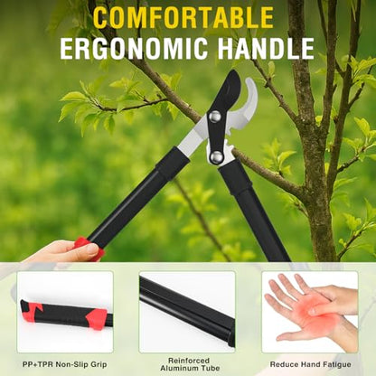 Yesker 19" Loppers Heavy Duty Branch Cutter Sharp Steel Blade Tree Trimmer up to 1" Diameter Cut Capacity Powerful Gear Action Lightweight Bypass Loppers Tools for Tree Trimming Garden Maintenance - size: 19" Loppers
