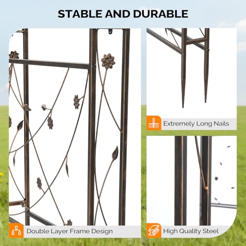 VINGLI Garden Arbor, Arch for Wedding Ceremony Party, Christmas Garden Decor Steel Garden Trellis for Plant Climbing, Pergola for Garden, Backyard, Lawn (Arch Top, Bronze) - style: Arch Top, Bronze
