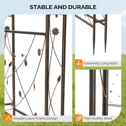 VINGLI Garden Arbor, Arch for Wedding Ceremony Party, Christmas Garden Decor Steel Garden Trellis for Plant Climbing, Pergola for Garden, Backyard, Lawn (Arch Top, Bronze) - style: Arch Top, Bronze