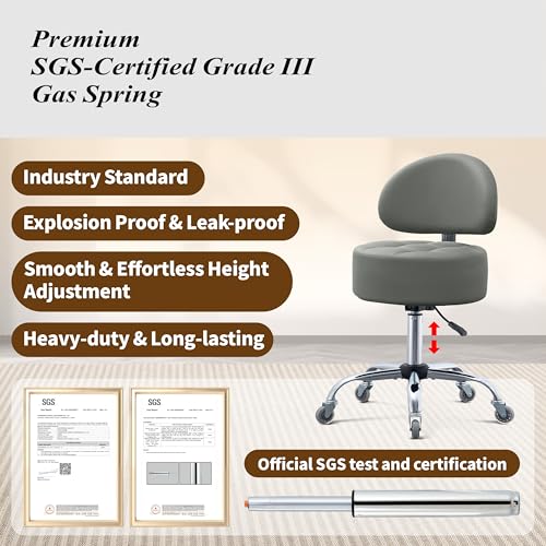 Ergonomic Drafting Stool with Backrest Heavy Duty Hydraulic for Shop - color: Grey, style: Stylish